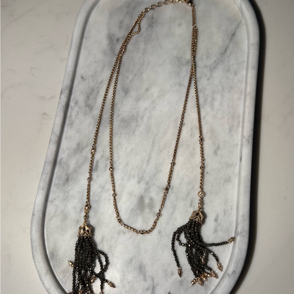 Kendra Scott Rose Gold and Black Tassel Necklace